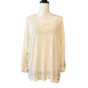 NWT Kye Mi Loose Knit Button and Bow Back Sweater‎ Women’s SZ L in Ivory
